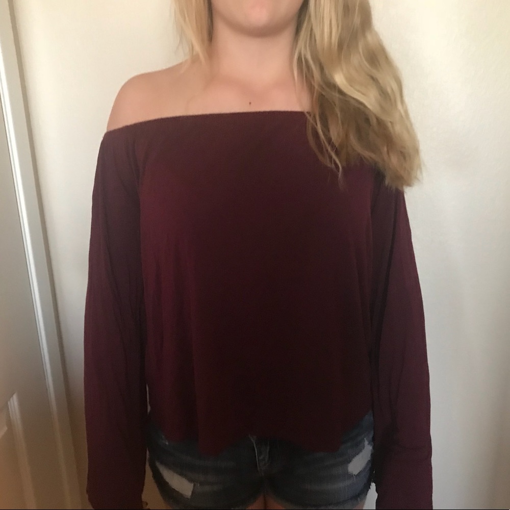 OFF THE SHOULDER MAROON TOP